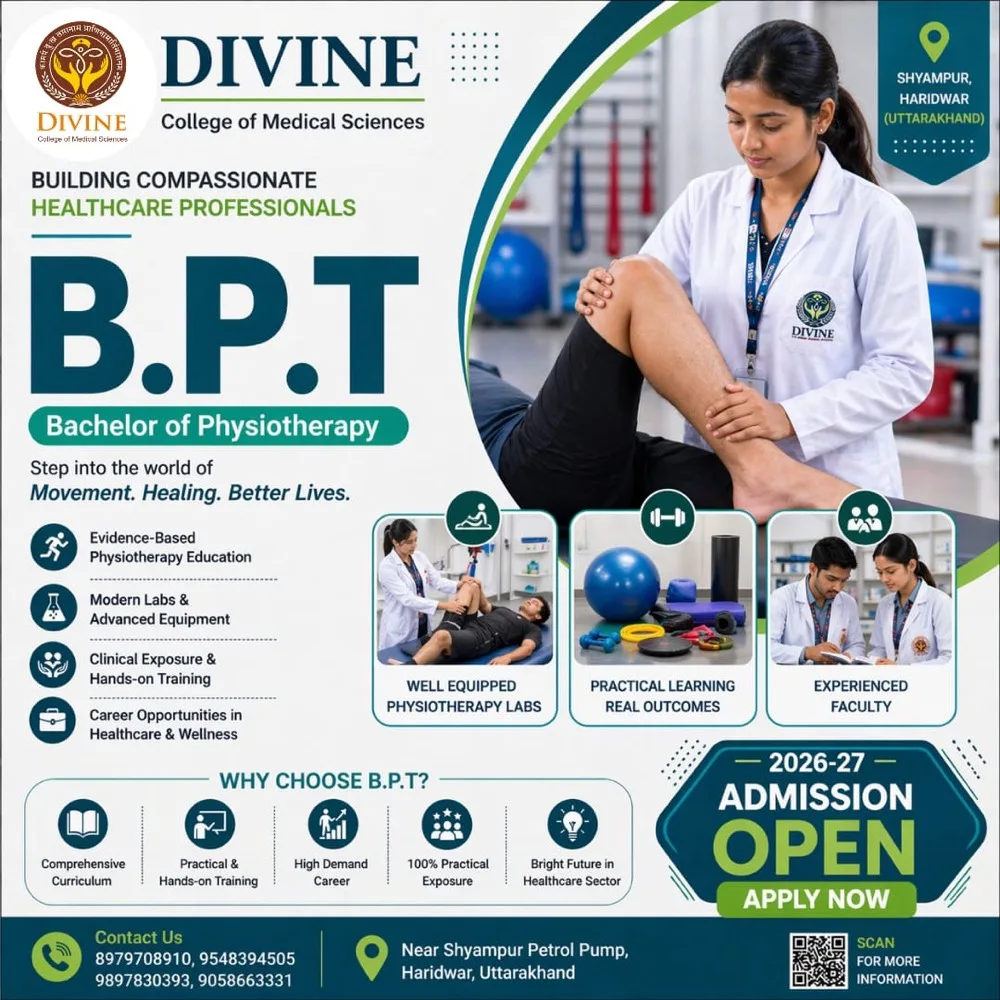 BPT admission 2026-27 brochure, Divine College of Medical Sciences Haridwar