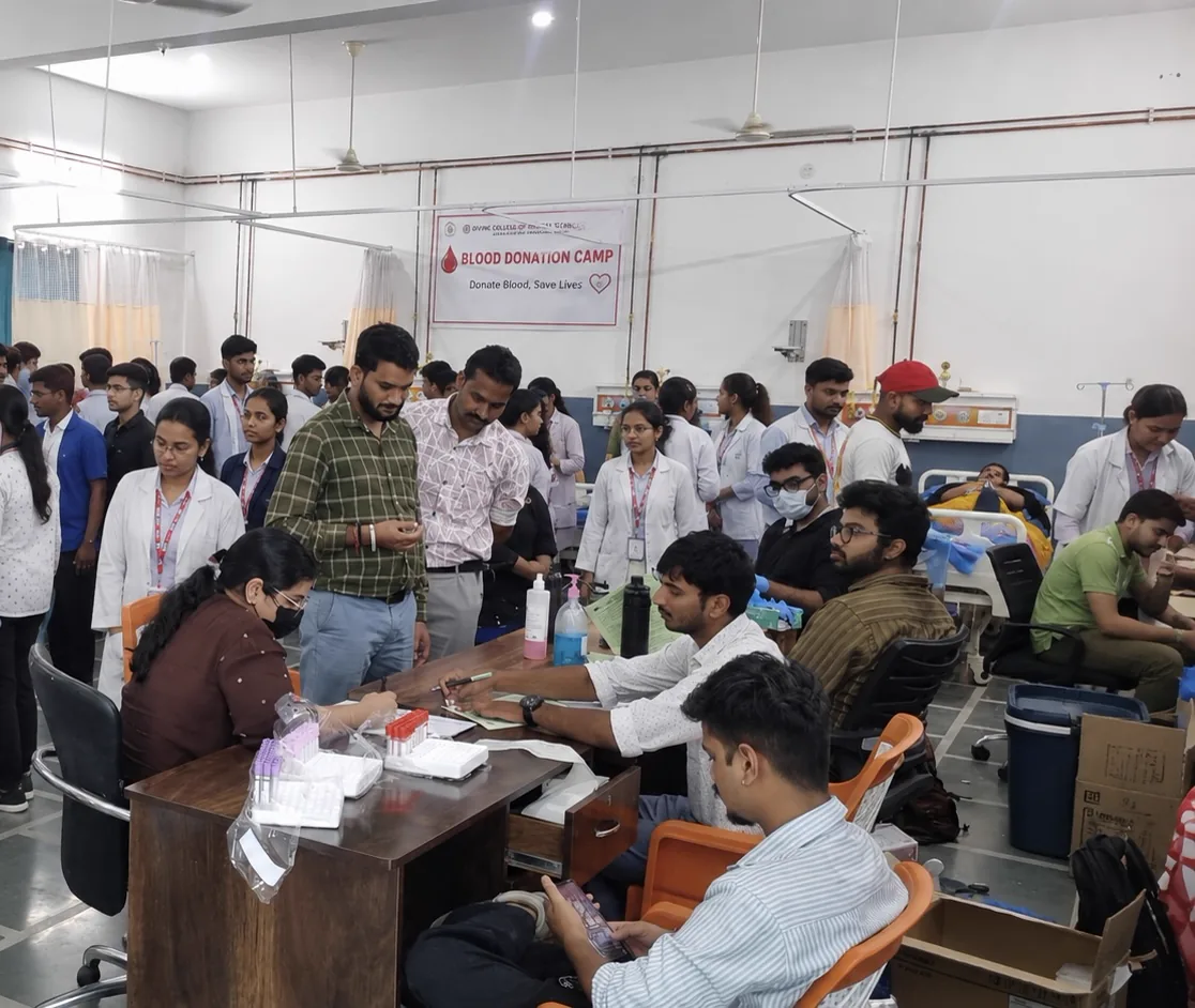 AIIMS Rishikesh blood bank team running the donation hall at the Blood Donation Camp in Haridwar
