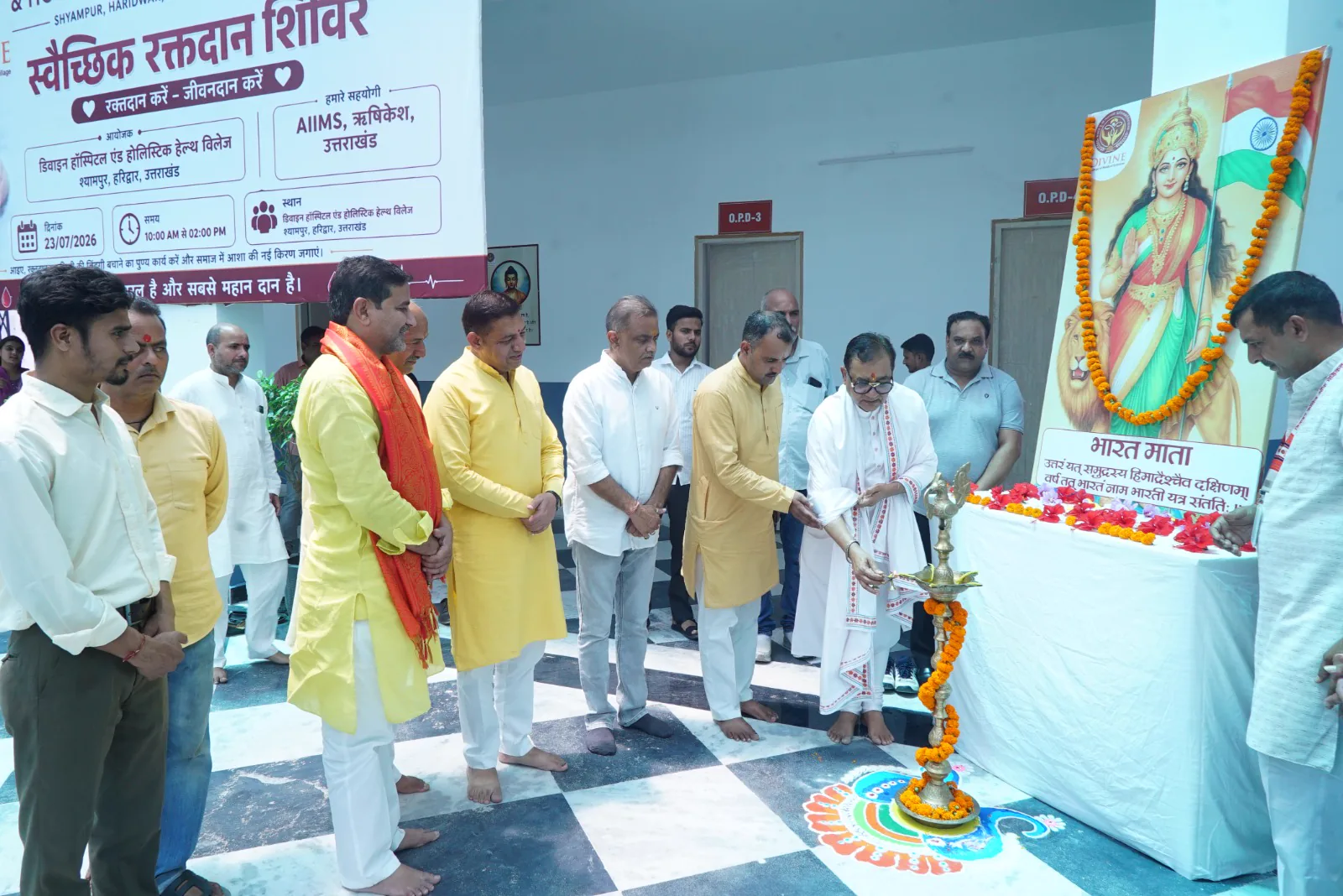 Lamp lighting inauguration of the Voluntary Blood Donation Camp 2026 at Divine Hospital, Haridwar