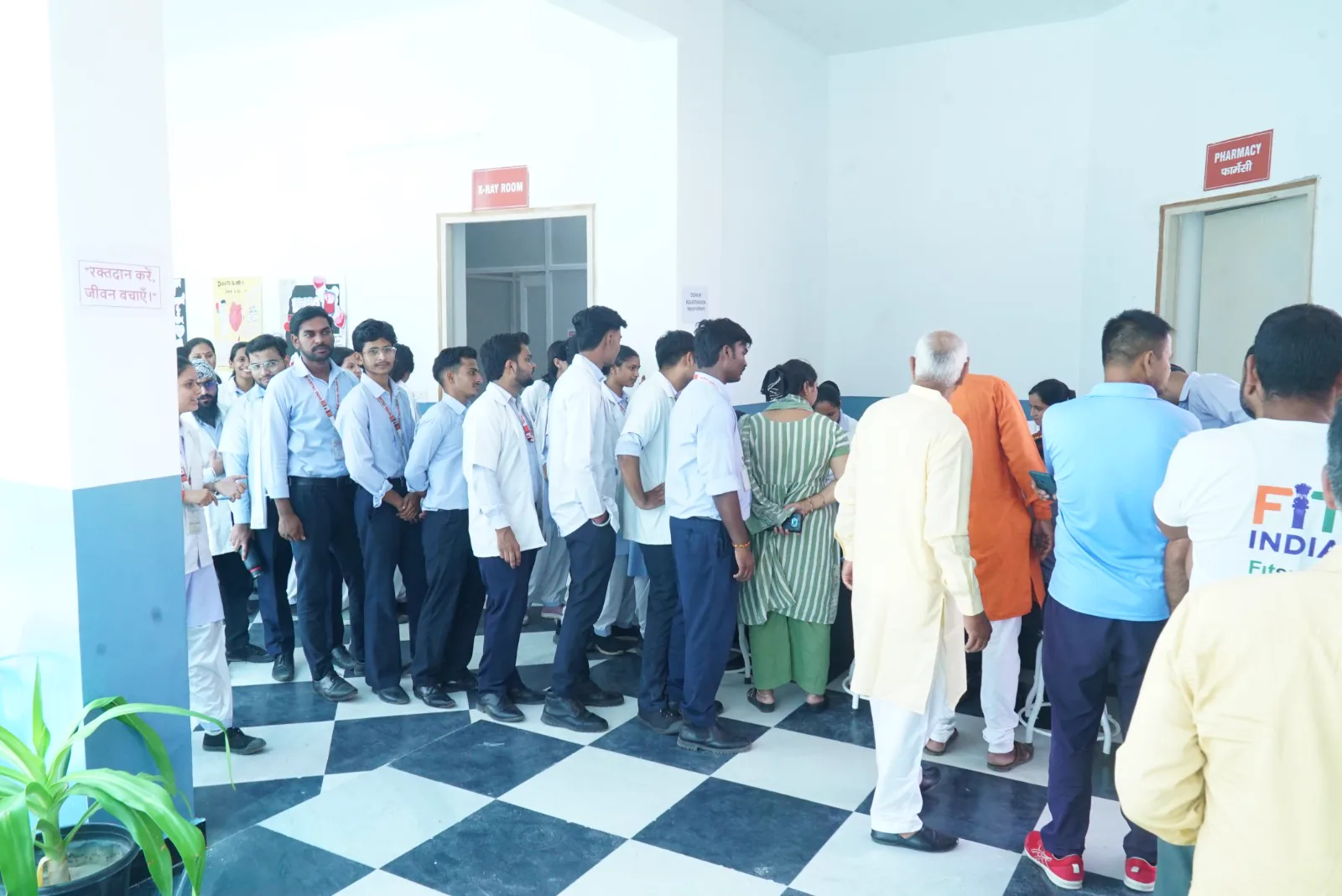 Voluntary donors waiting for registration at the Blood Donation Camp, Divine College of Medical Sciences